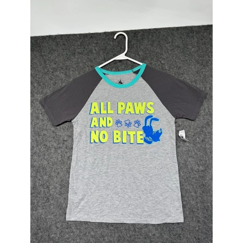 Disney Pluto All Paws and No Bite Raglan Graphic T-Shirt Gray XL‎ NEW
